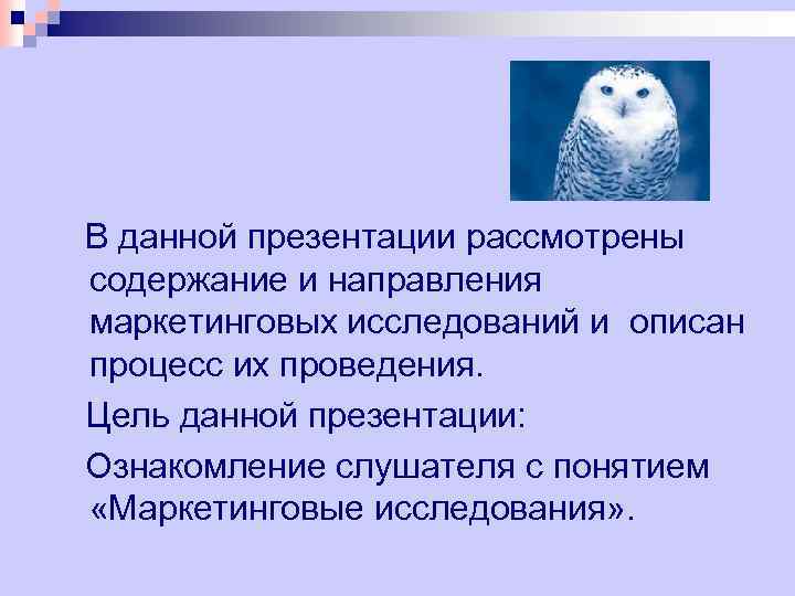 В данной презентации рассмотрены содержание и направления маркетинговых исследований и описан процесс их проведения.