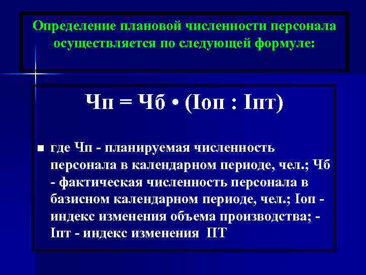 Определение плановой численности персонала осуществляется по следующей формуле: Чп = Чб • (Iоп :