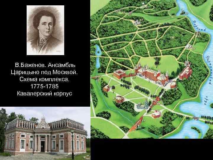 В. Баженов. Ансамбль Царицыно под Москвой. Схема комплекса. 1775 -1785 Кавалерский корпус 