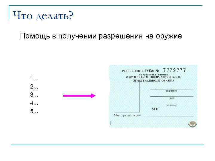 Что делать? Помощь в получении разрешения на оружие 1. . . 2. . .