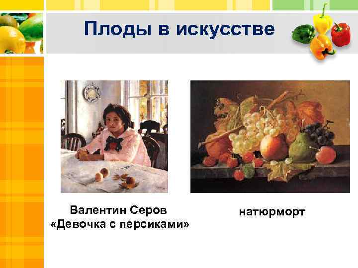 Плоды в искусстве Валентин Серов «Девочка с персиками» натюрморт 