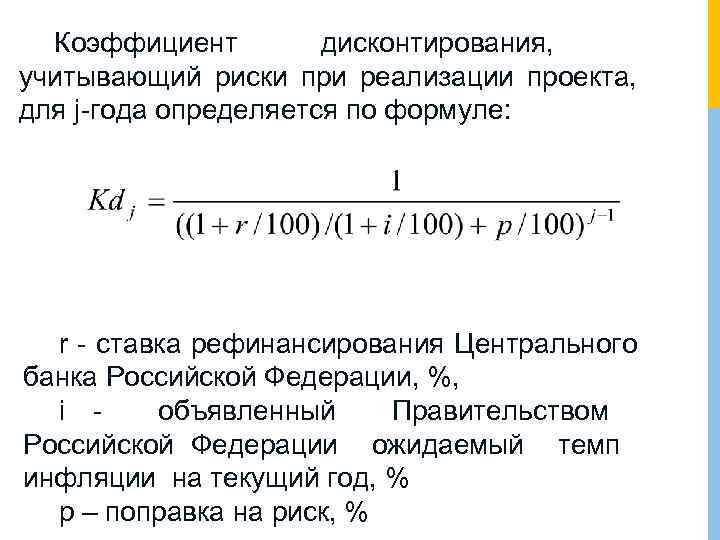 Коэффициенты дисконтирования по годам