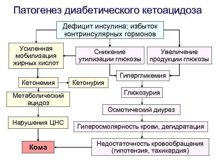 Причины кетонемии и кетонурии