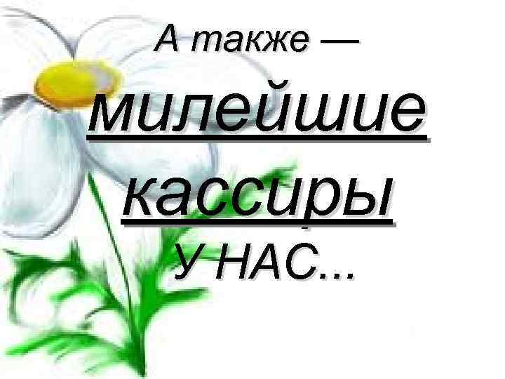 А также — милейшие кассиры У НАС. . . 