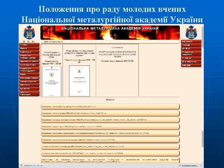 Положення про раду молодих вчених Національної металургійної академії України 