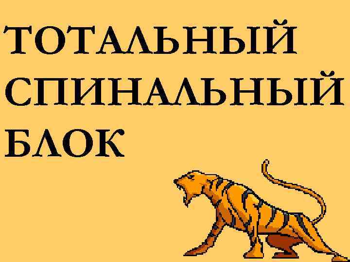 ТОТАЛЬНЫЙ СПИНАЛЬНЫЙ БЛОК 