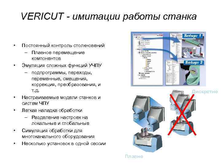 VERICUT - имитации работы станка • • • Постоянный контроль столкновений – Плавное перемещение