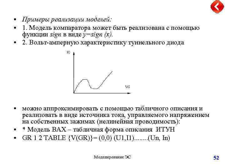  • Примеры реализации моделей: • 1. Модель компаратора может быть реализована с помощью