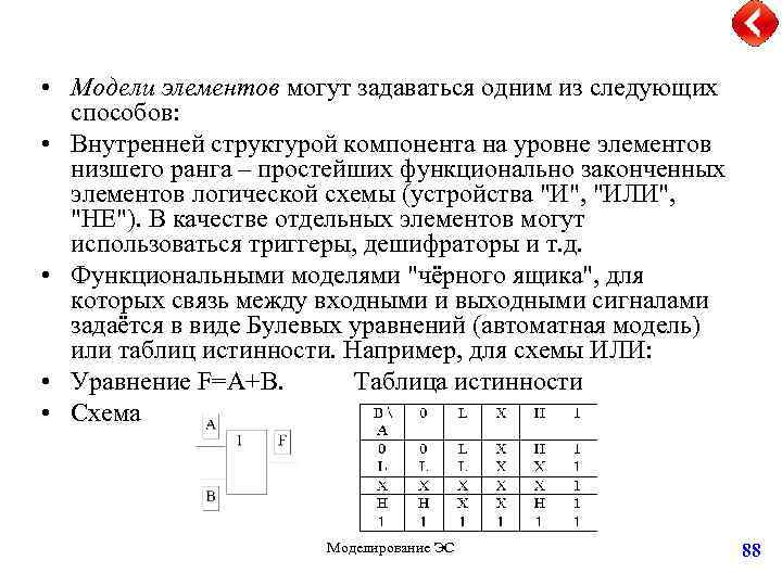  • Модели элементов могут задаваться одним из следующих способов: • Внутренней структурой компонента