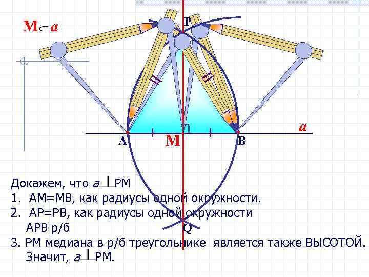 P М a А М В a Докажем, что а РМ 1. АМ=МВ, как