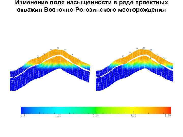 Изменение поля насыщенности в ряде проектных скважин Восточно-Рогозинского месторождения 