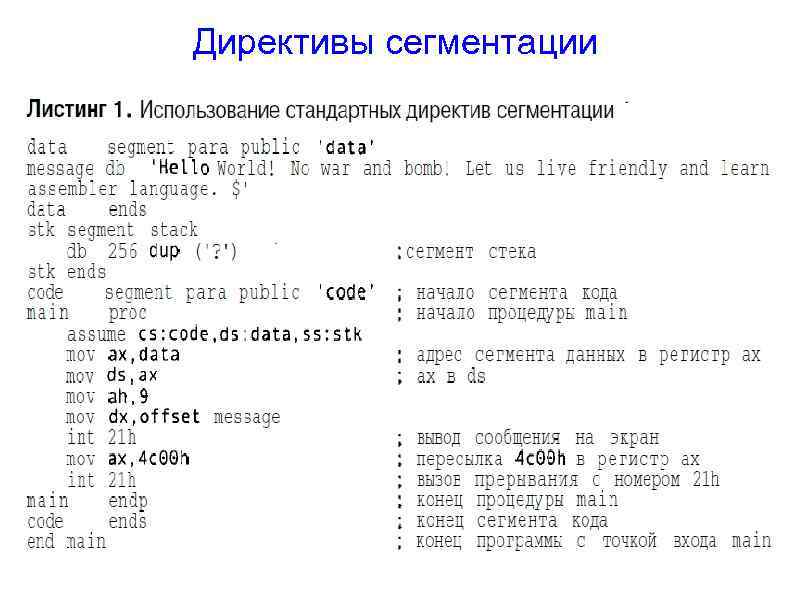 Директивы сегментации 