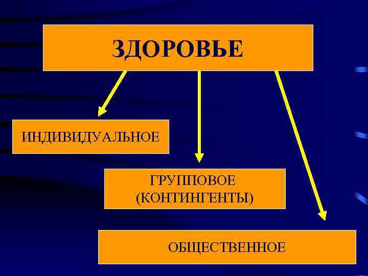 ЗДОРОВЬЕ ИНДИВИДУАЛЬНОЕ ГРУППОВОЕ (КОНТИНГЕНТЫ) ОБЩЕСТВЕННОЕ 
