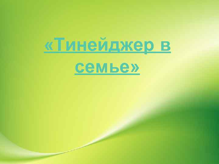  «Тинейджер в семье» 