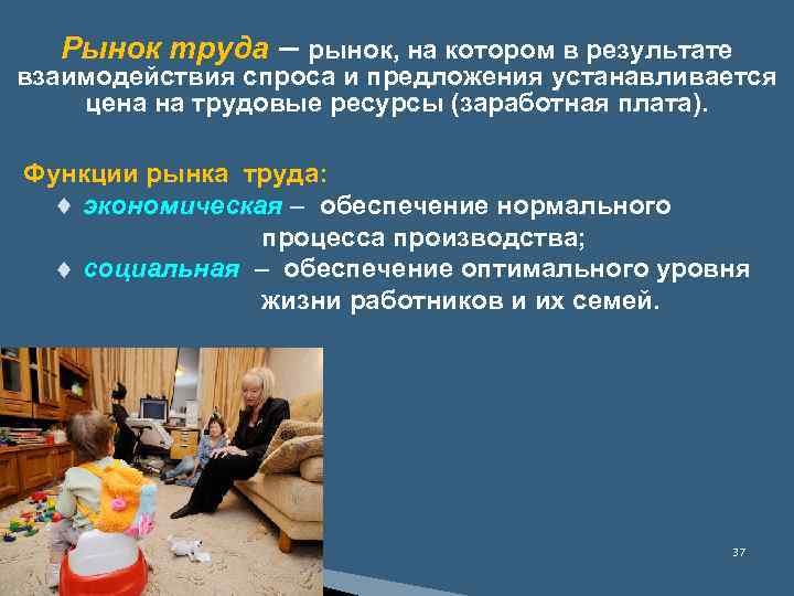 Рынок труда – рынок, на котором в результате взаимодействия спроса и предложения устанавливается цена