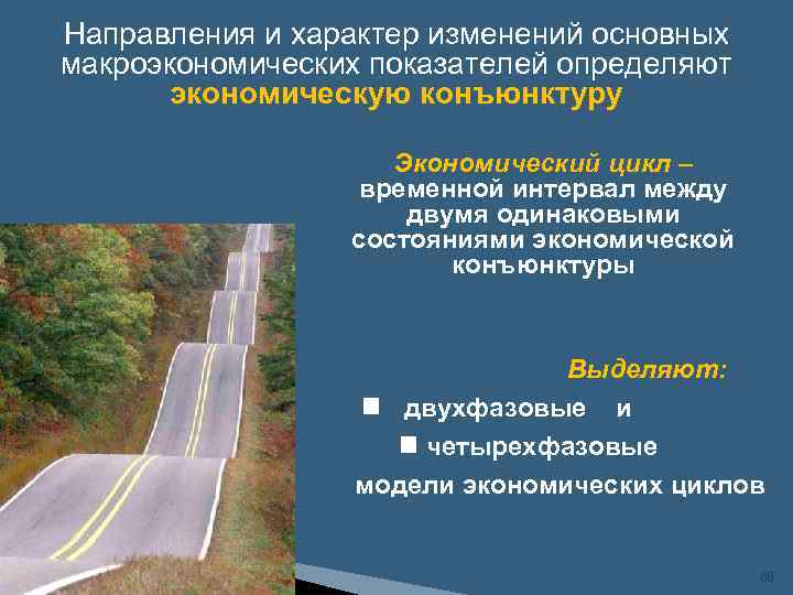 Направления и характер изменений основных макроэкономических показателей определяют экономическую конъюнктуру Экономический цикл – временной