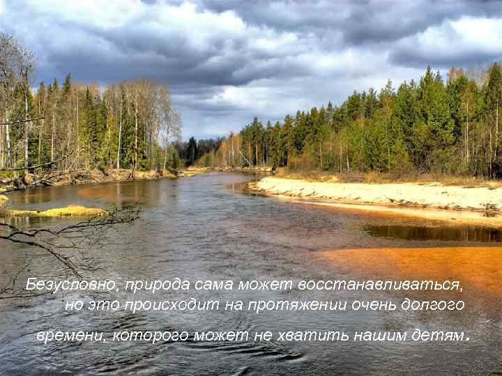 Безусловно, природа сама может восстанавливаться, но это происходит на протяжении очень долгого времени, которого