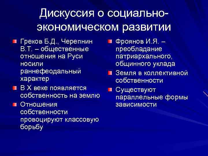 Дискуссия о социальноэкономическом развитии Греков Б. Д. , Черепнин В. Т. – общественные отношения