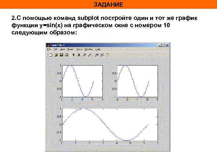 ЗАДАНИЕ 2. С помощью команд subplot постройте один и тот же график функции y=sin(x)
