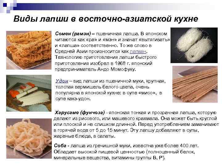 Характеристика сырья японской кухни