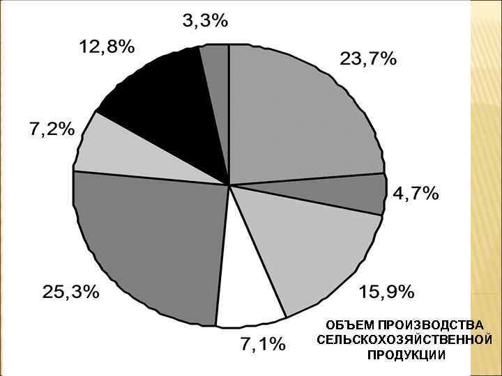 ОБЪЕМ ПРОИЗВОДСТВА СЕЛЬСКОХОЗЯЙСТВЕННОЙ ПРОДУКЦИИ 