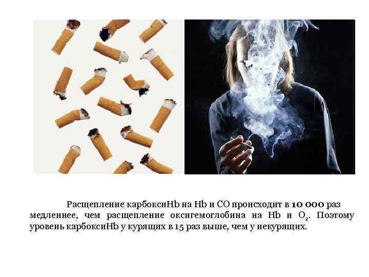 Расщепление карбокси. Hb на Hb и CO происходит в 10 000 раз медленнее, чем