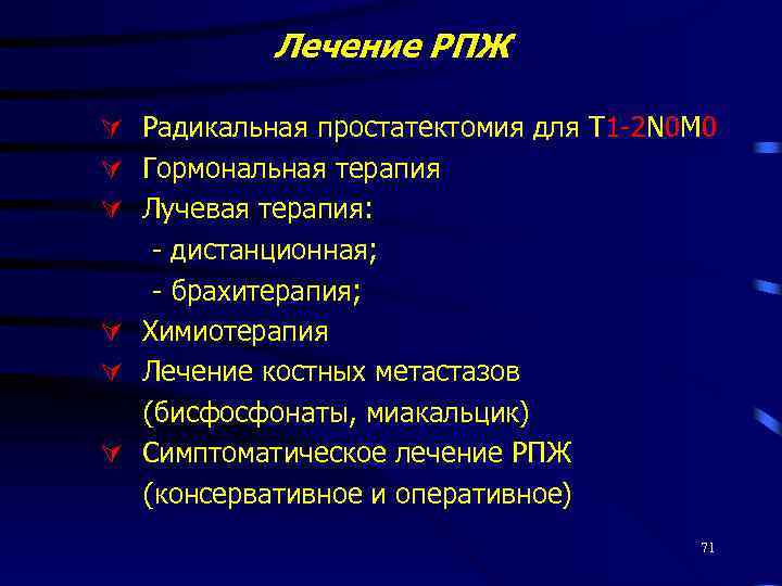 Лечение РПЖ Радикальная простатектомия для Т 1 -2 N 0 M 0 Гормональная терапия