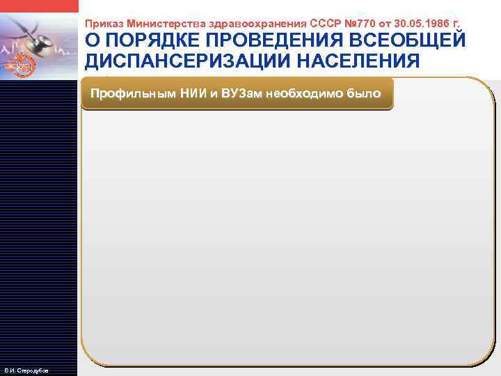LOGO Приказ Министерства здравоохранения СССР № 770 от 30. 05. 1986 г. О ПОРЯДКЕ