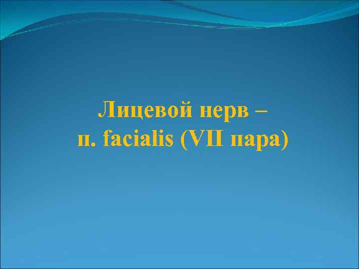 Лицевой нерв – п. facialis (VII пара) 
