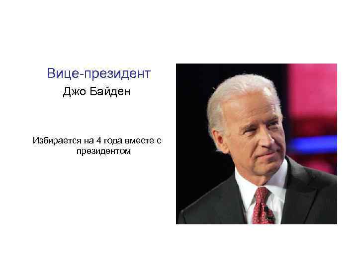 Вице-президент Джо Байден Избирается на 4 года вместе с президентом 