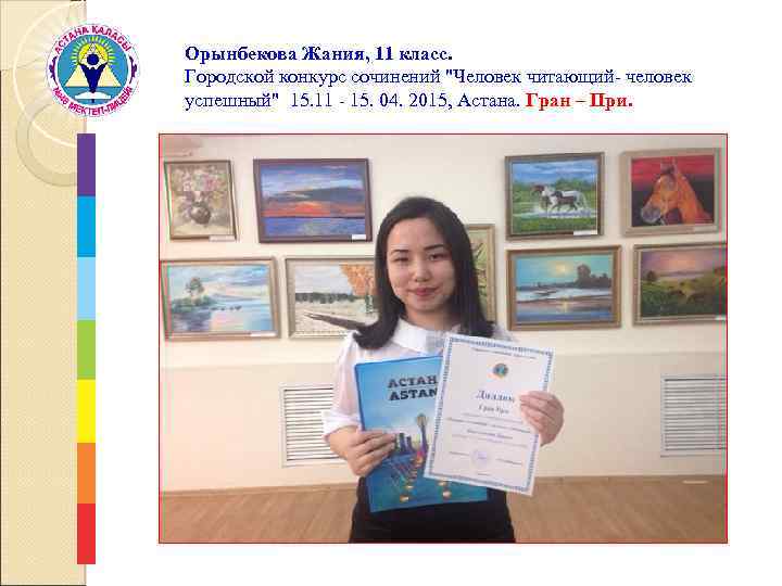Орынбекова Жания, 11 класс. Городской конкурс сочинений 