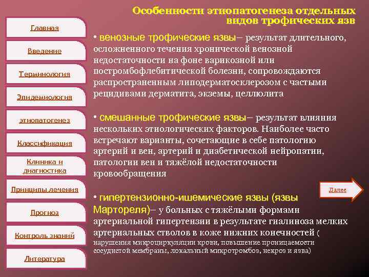 Главная Введение Терминология Эпидемиология этиопатогенез Классификация Клиника и диагностика Принципы лечения Прогноз Контроль знаний
