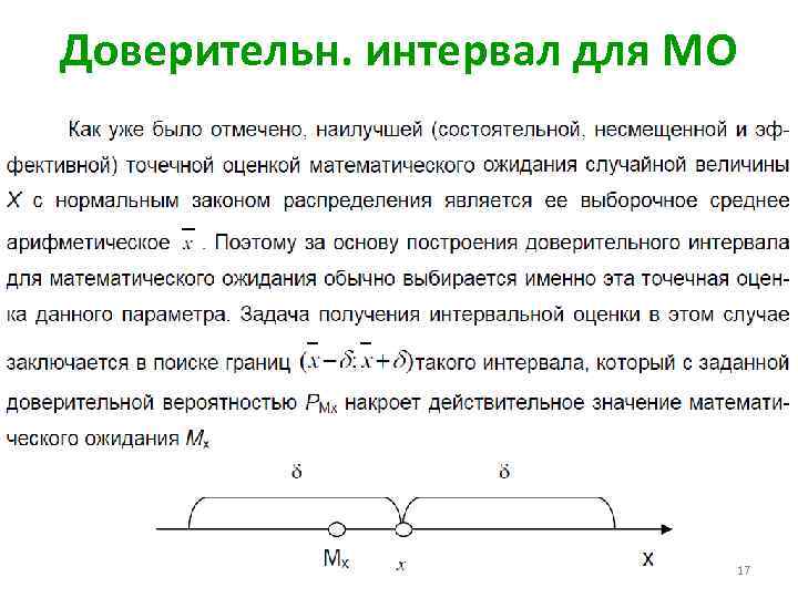 Доверительн. интервал для МО 17 