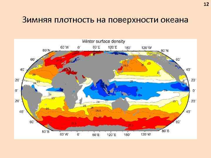 12 Зимняя плотность на поверхности океана 