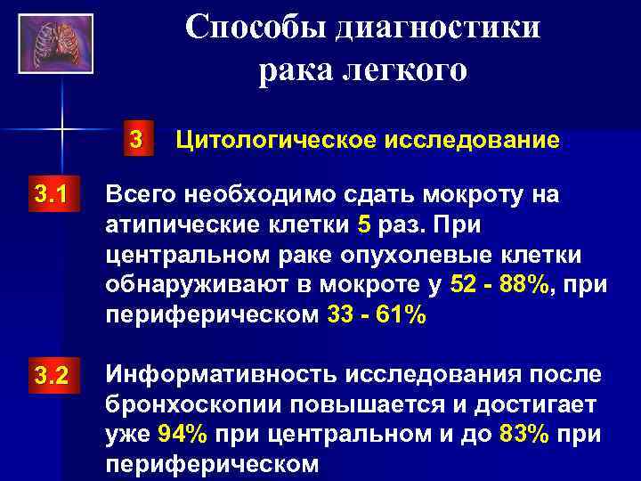 Способы диагностики рака легкого 3 Цитологическое исследование 3. 1 Всего необходимо сдать мокроту на