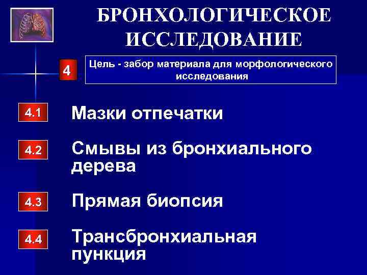 БРОНХОЛОГИЧЕСКОЕ ИССЛЕДОВАНИЕ 4 Цель - забор материала для морфологического исследования 4. 1 Мазки отпечатки