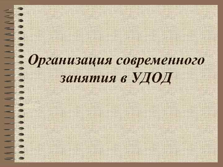 Организация современного занятия в УДОД 