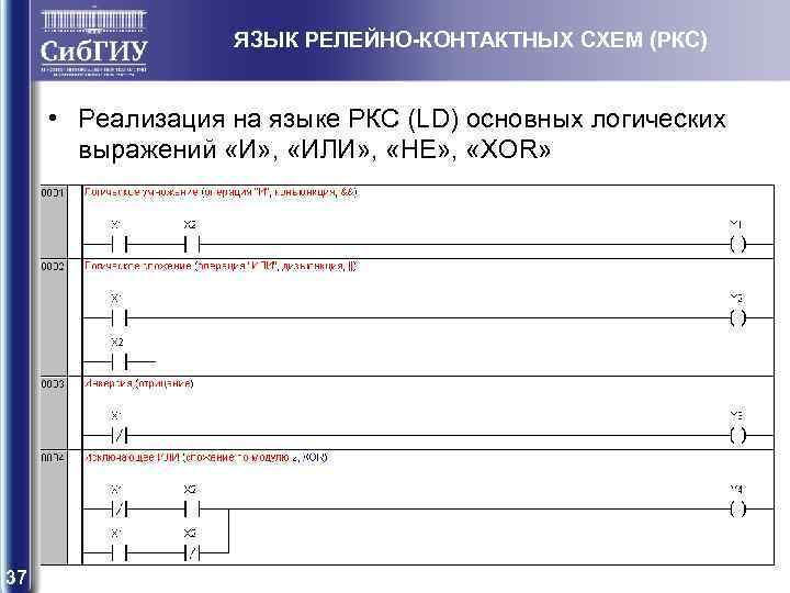 Язык программирования релейно контактные схемы