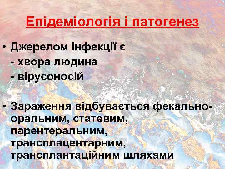 Епідеміологія і патогенез • Джерелом інфекції є - хвора людина - вірусоносій • Зараження