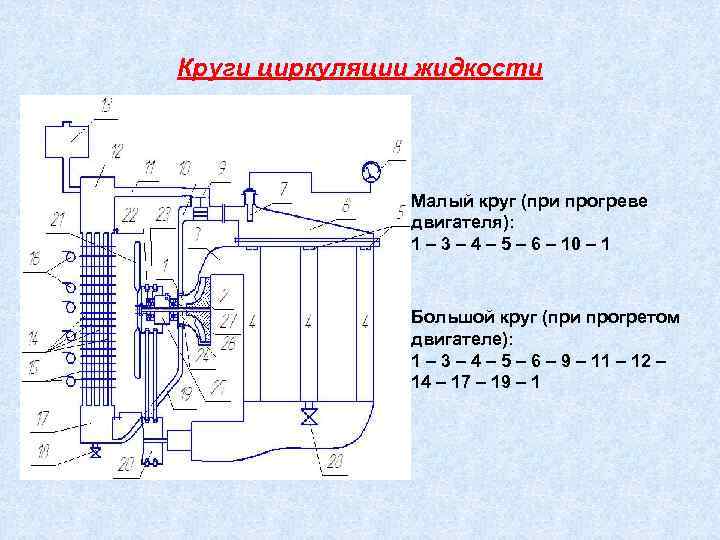 Круги охлаждения. Малый круг системы охлаждения двигателя схема. Система охлаждения двигателя схема малый и большой круг. Малый круг циркуляции охлаждающей жидкости. Система охлаждения двигателя КАМАЗ большой круг и малый.