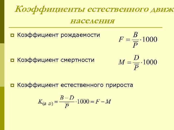 Показатели естественного населения