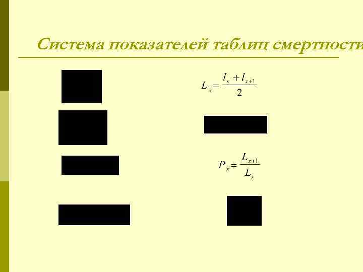 Система показателей таблиц смертности 