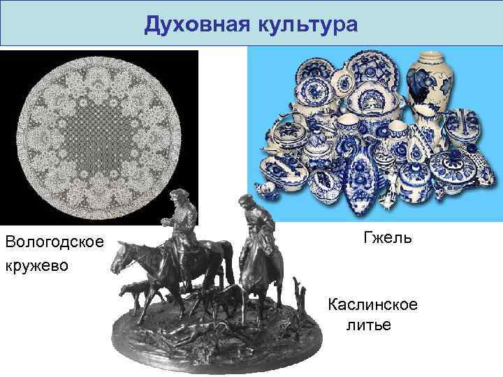 Духовная культура Вологодское кружево Гжель Каслинское литье 