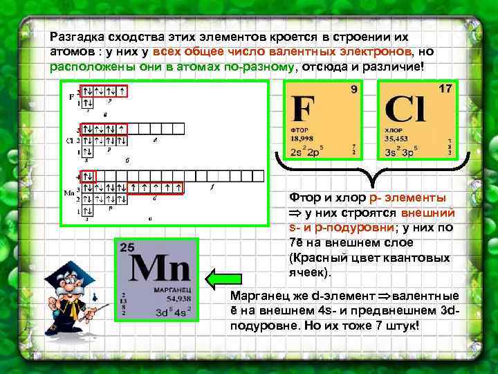 Разгадка сходства этих элементов кроется в строении их атомов : у них у всех