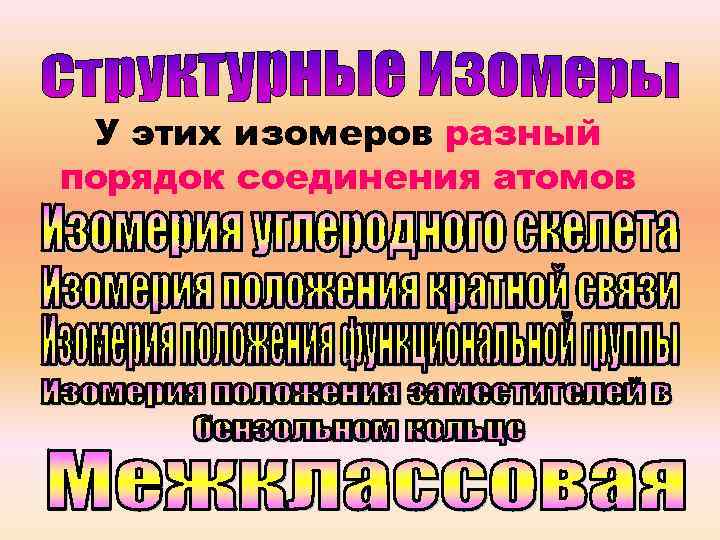 У этих изомеров разный порядок соединения атомов 