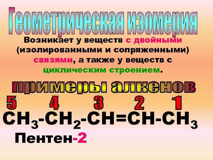 Возникает у веществ с двойными (изолированными и сопряженными) связями, а также у веществ с