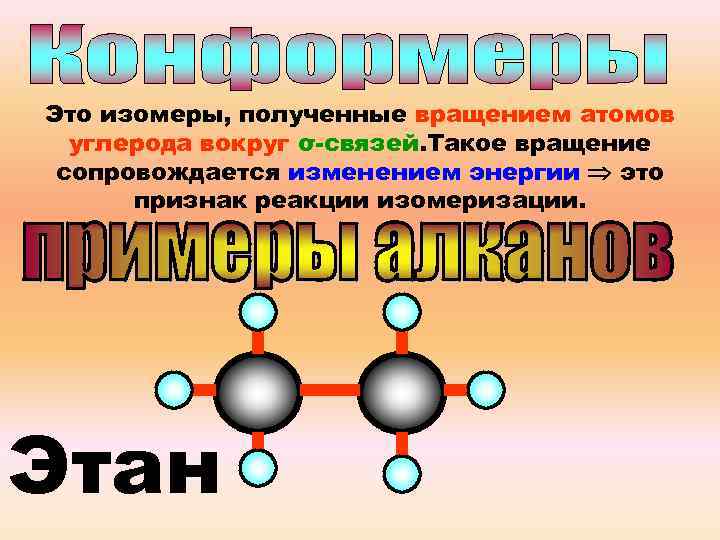 Это изомеры, полученные вращением атомов углерода вокруг σ-связей. Такое вращение сопровождается изменением энергии это