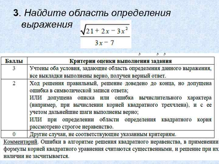 3. Найдите область определения выражения 