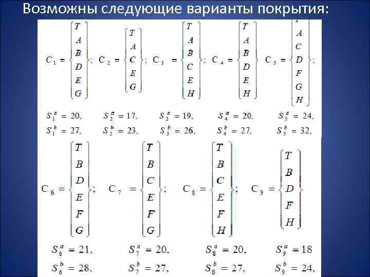 Возможны следующие варианты покрытия: 
