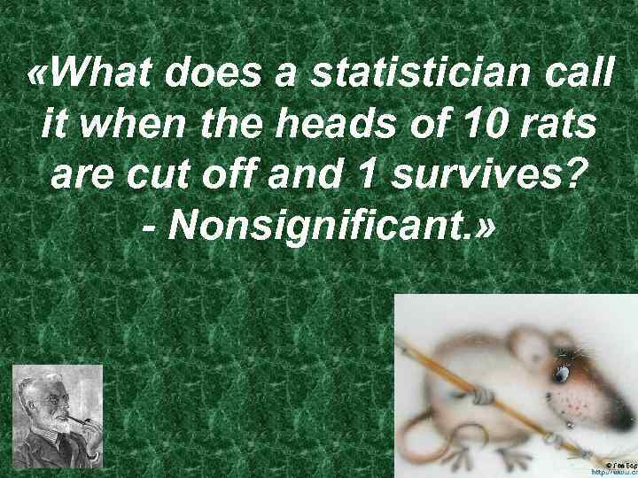  «What does a statistician call it when the heads of 10 rats are